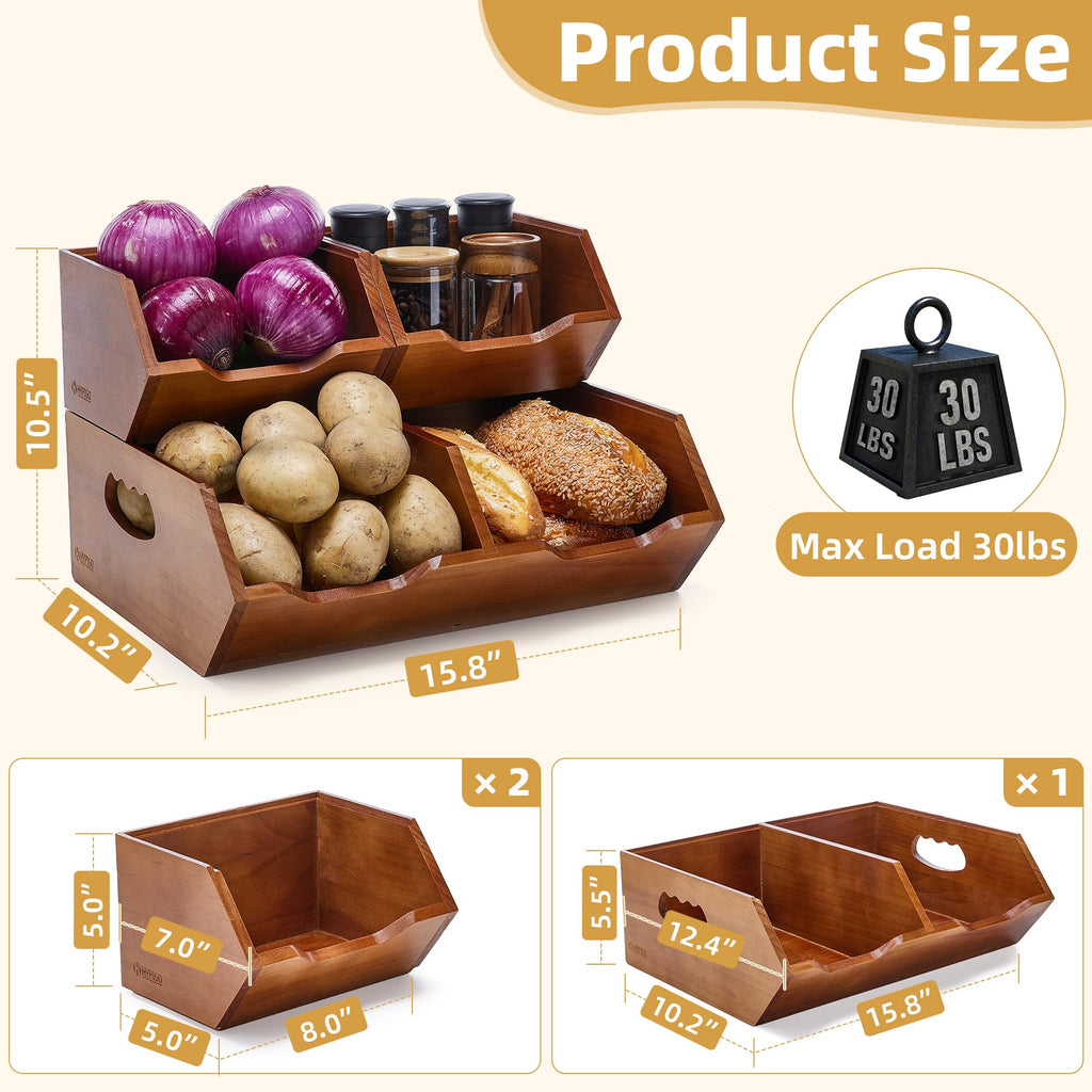 Wood 2-tier Stackable Pantry Organizer W52530