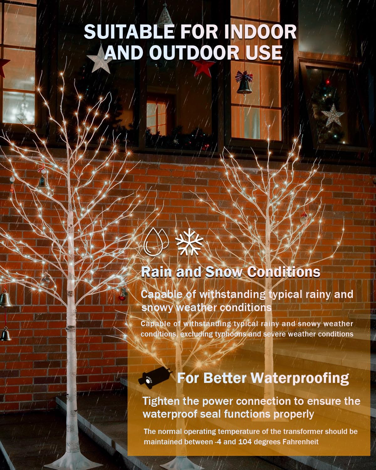 Lighted Birch Tree Set 4ft 6ft 8ft 512 Warm White LEDs F86059