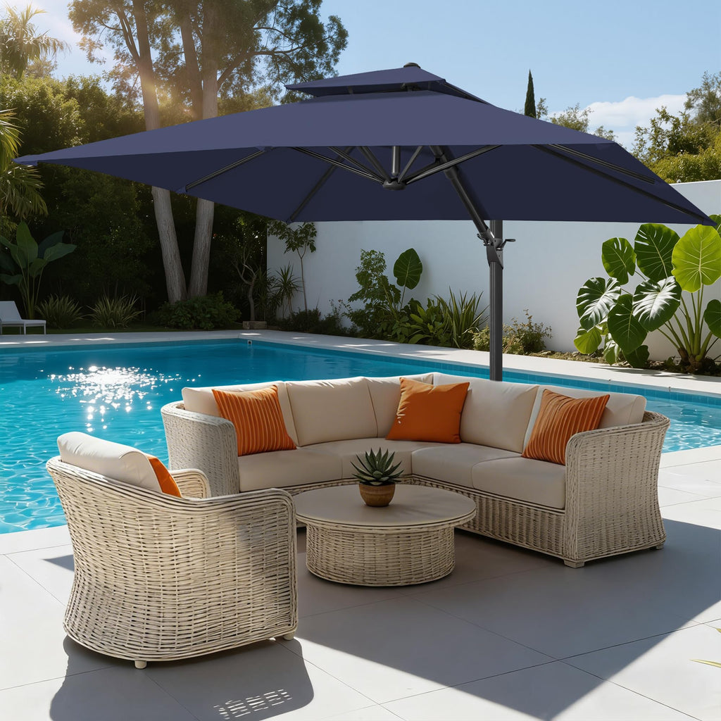 10x10 FT Square Navy Blue Cantilever Patio Umbrella X682502