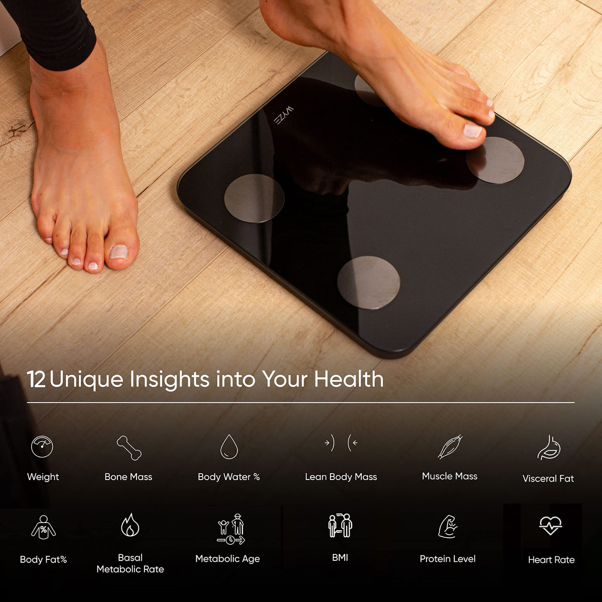 Digital Bathroom Scale 400 lb Black White S5795