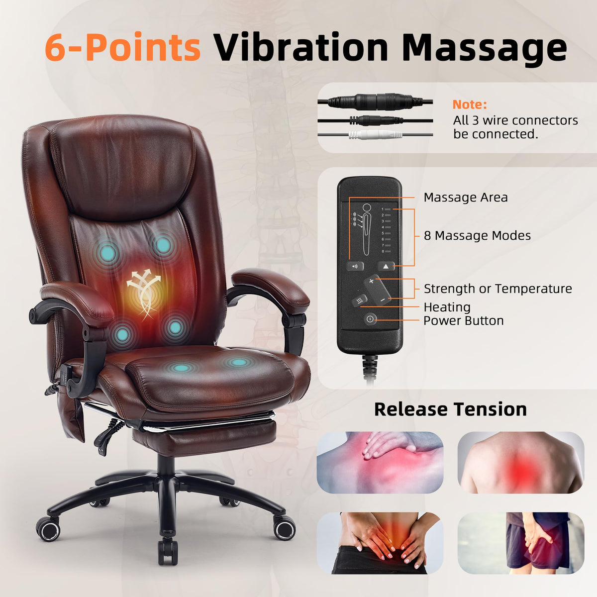 Massage Office Chair with Heat and Foot Rest E8639
