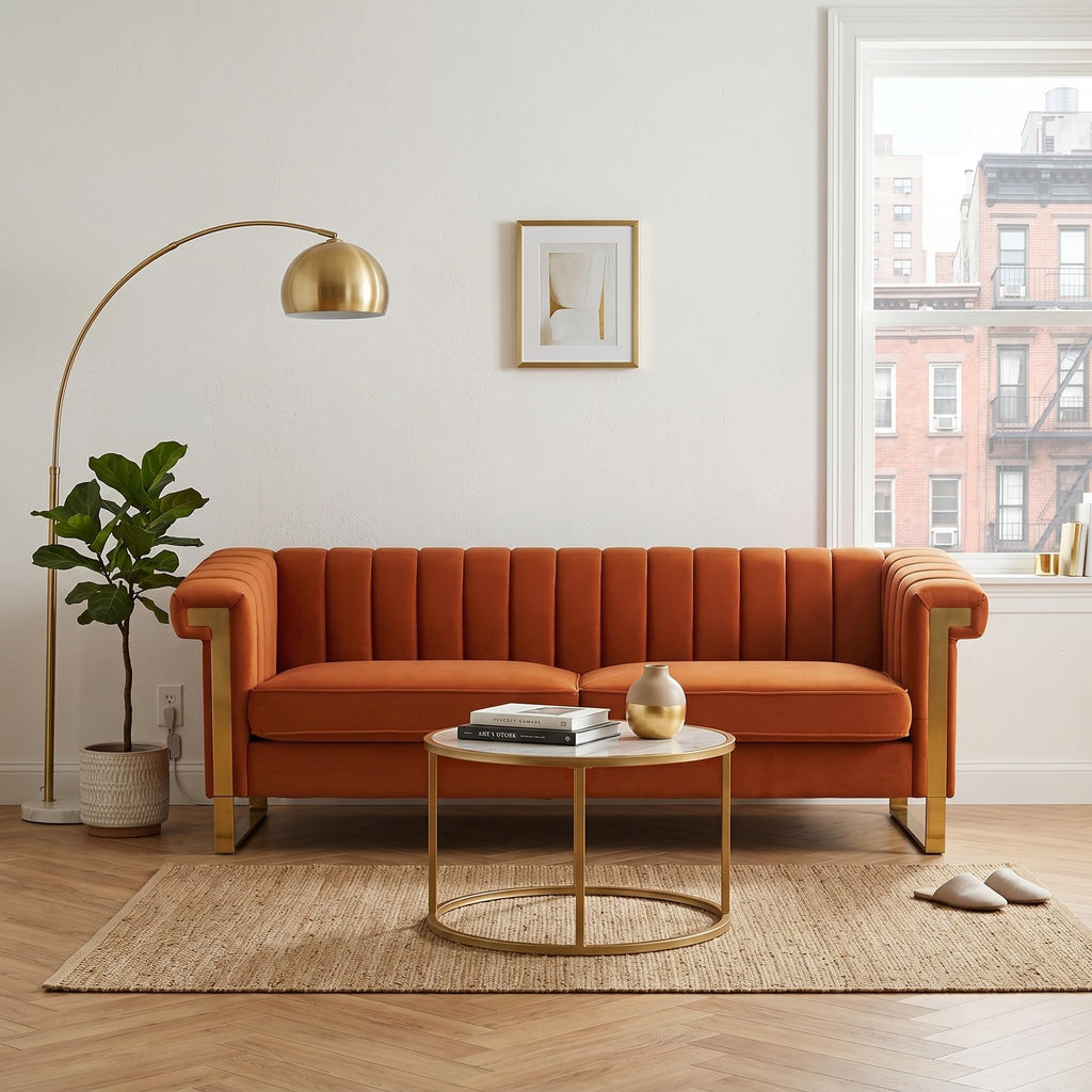 Channel Tufted Velvet Sofa F824