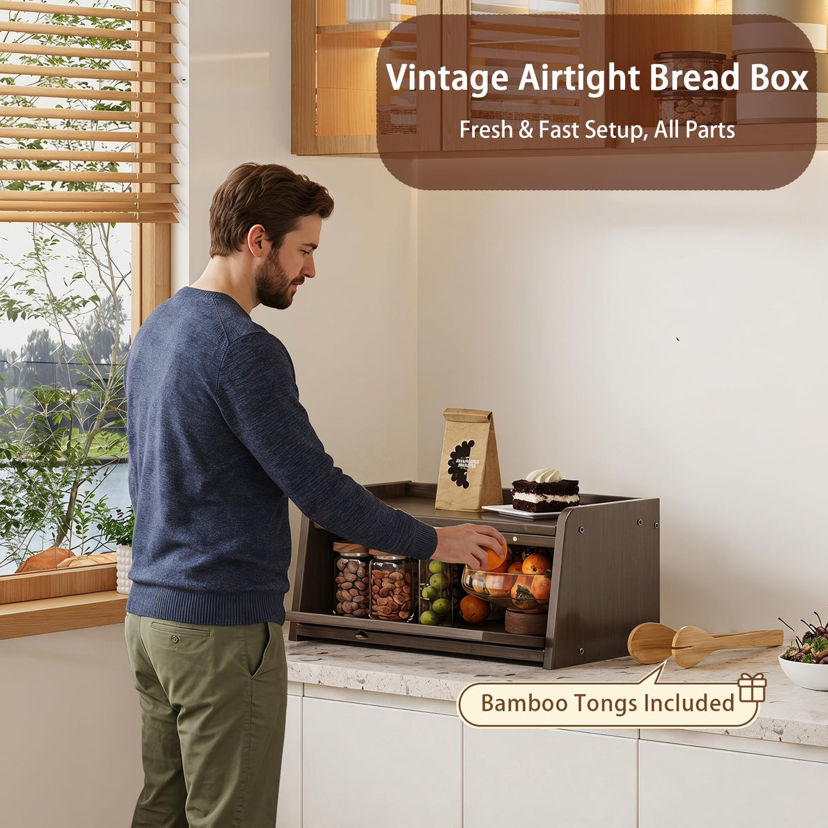 Bamboo Bread Box with Window S5087