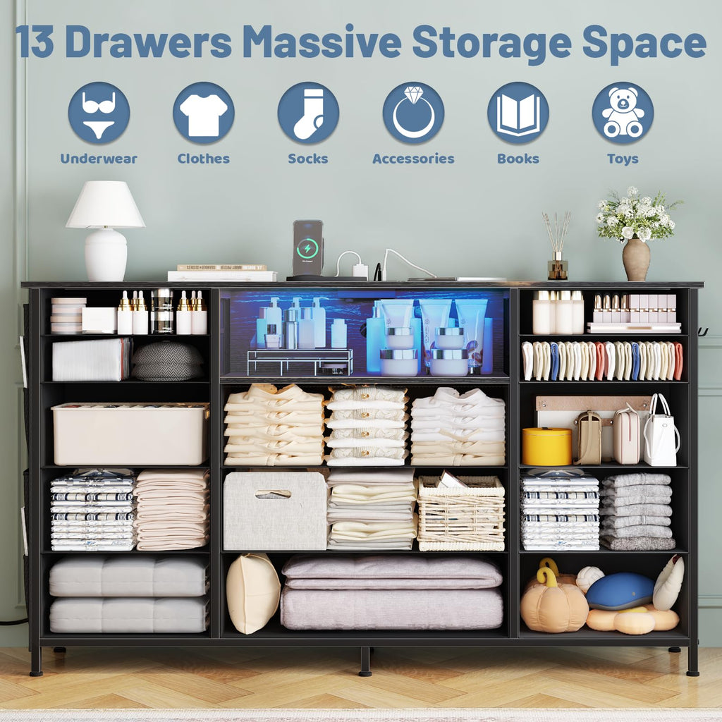 13 Drawer Fabric Dresser M7710