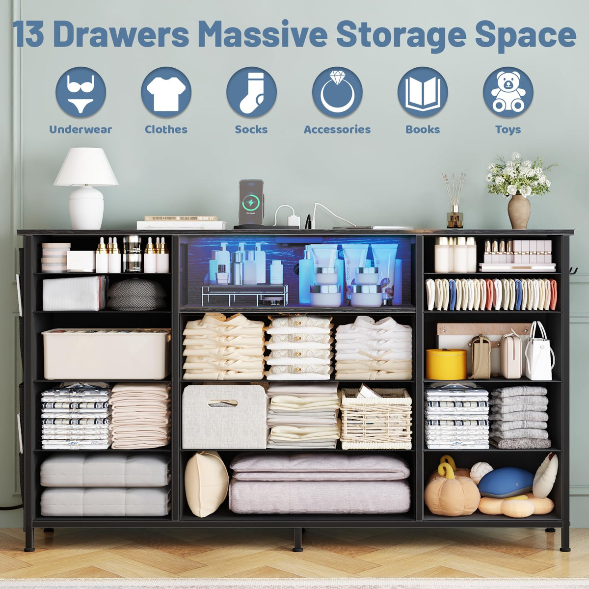 13 Drawer Fabric Dresser M7710