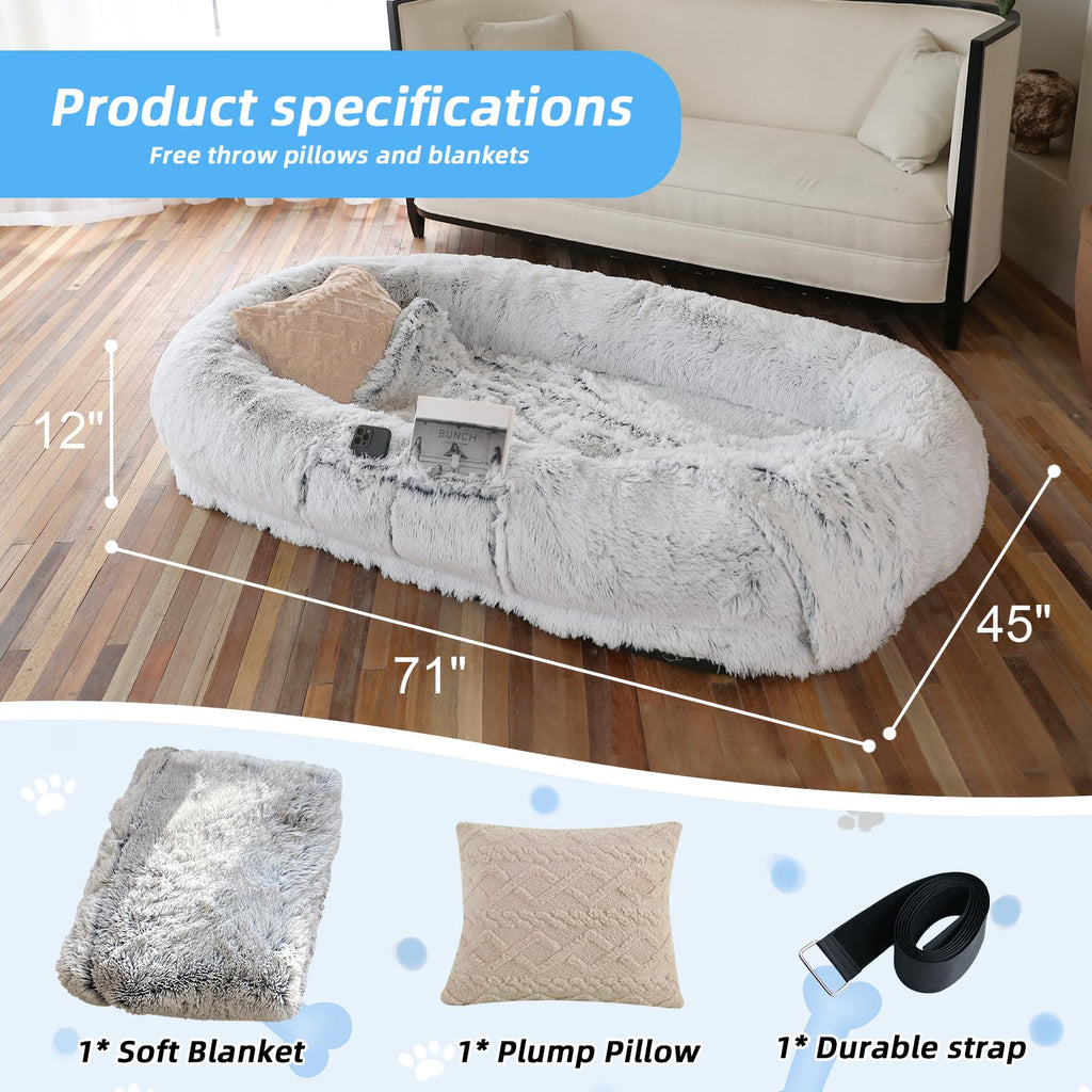 Grey Human Dog Bed H67570