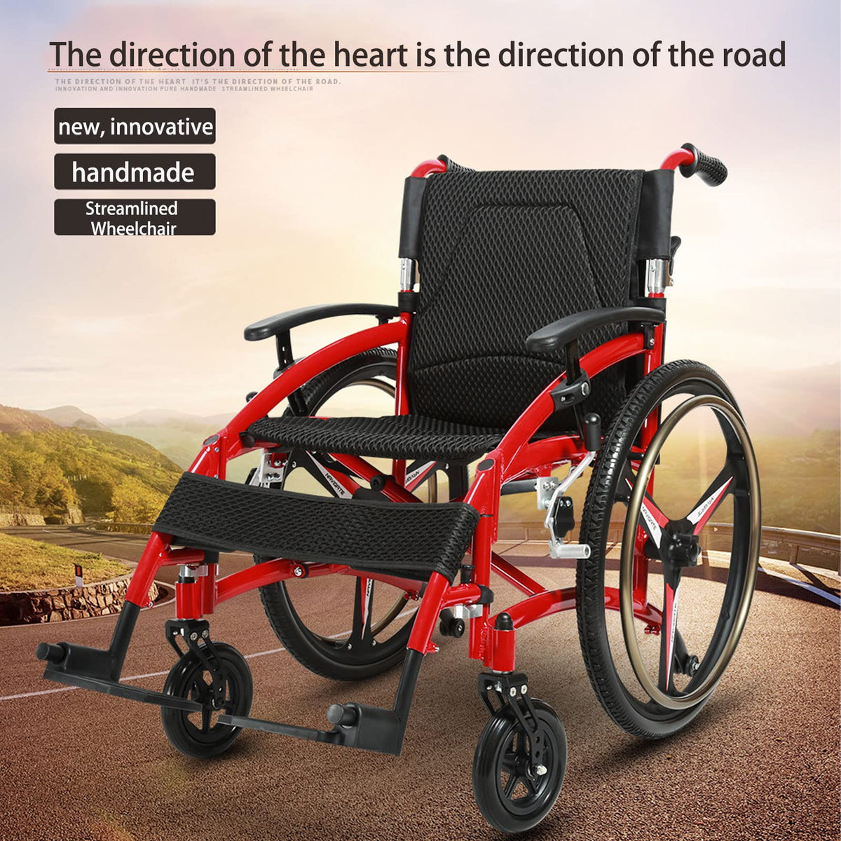 Folding Transport Wheelchair with Detachable Full Arms and Elevating Leg Rest W632201