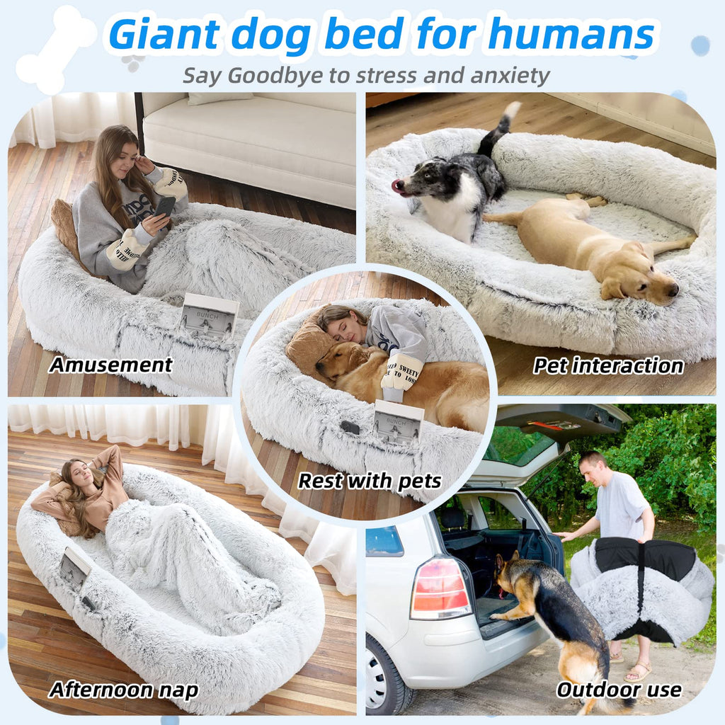 Grey Human Dog Bed H67570