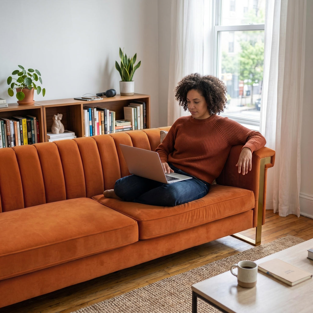 Channel Tufted Velvet Sofa F824