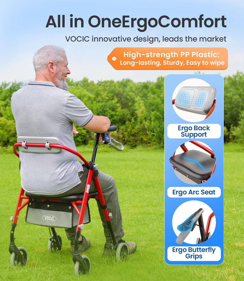 Foldable Rollator Walker with Seat H737448