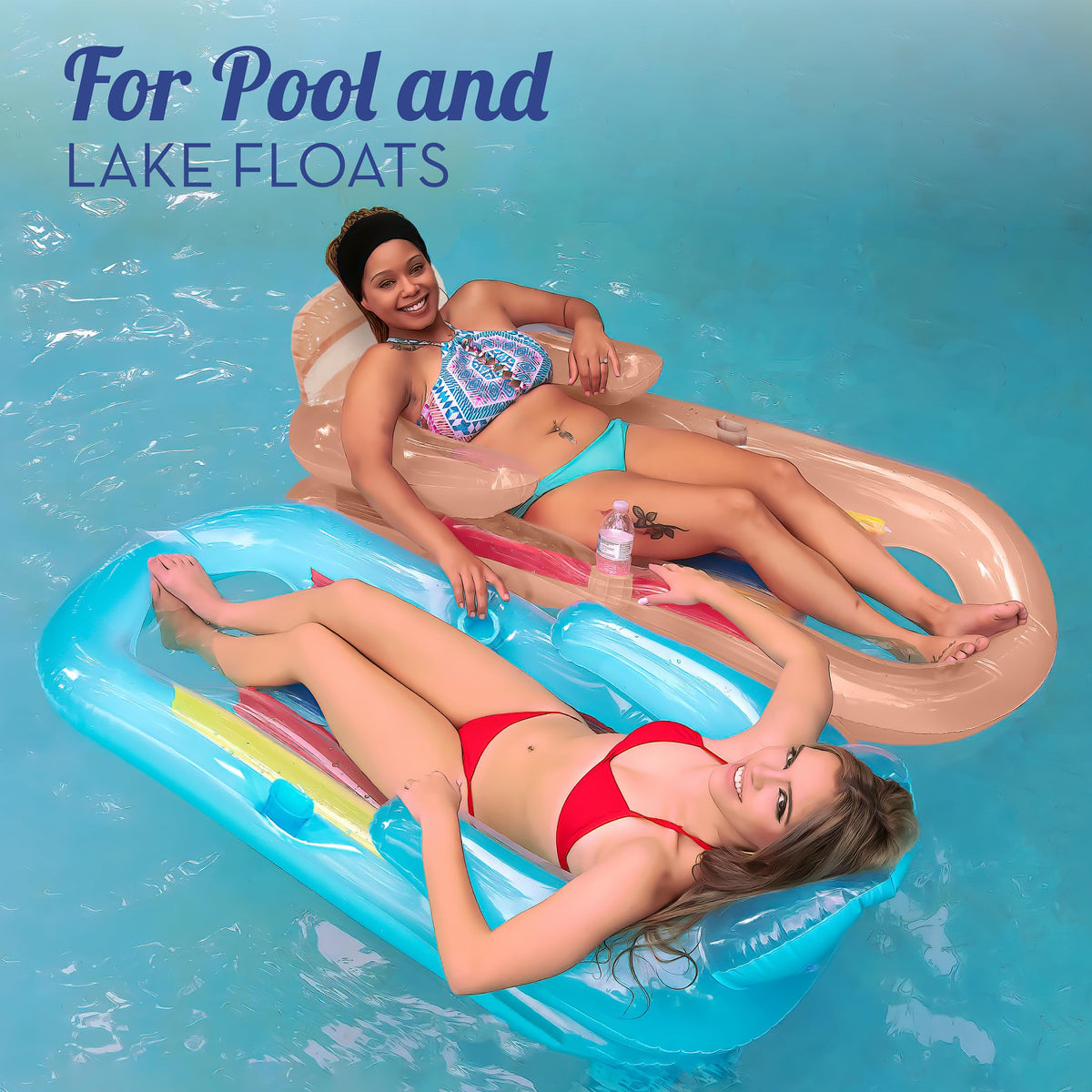 Adult Size Pool Floats Lounger with Cup Holder 2 Pack K936449