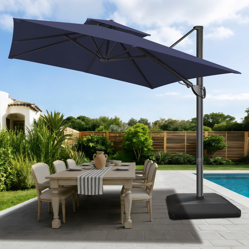 10x10 FT Square Navy Blue Cantilever Patio Umbrella X682502
