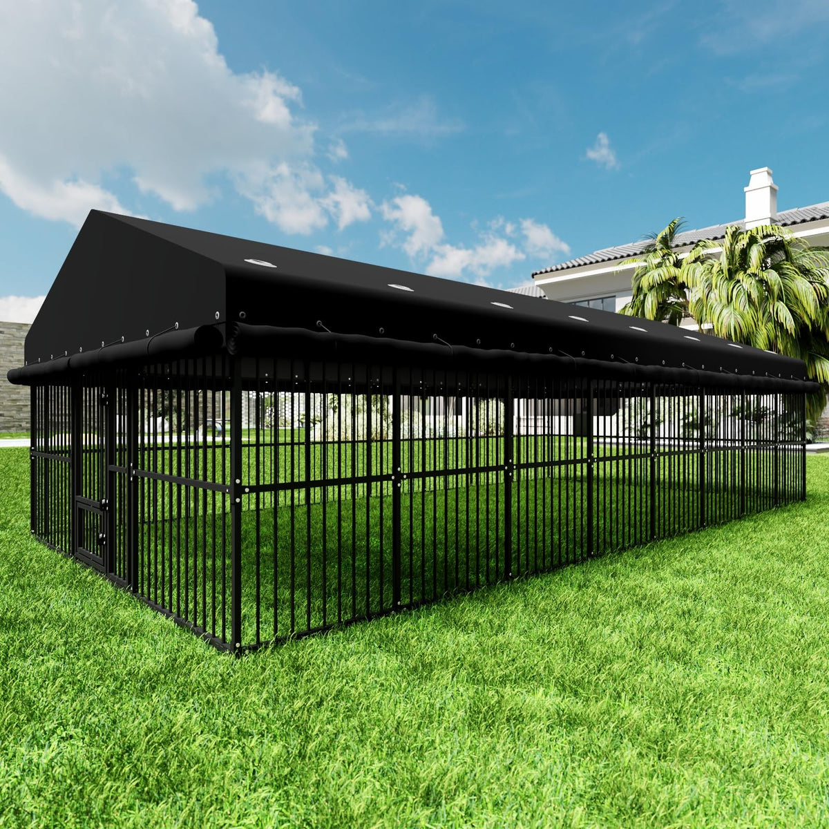 10x20x6.5 FT Heavy-Duty Metal Outdoor Dog Kennel D707