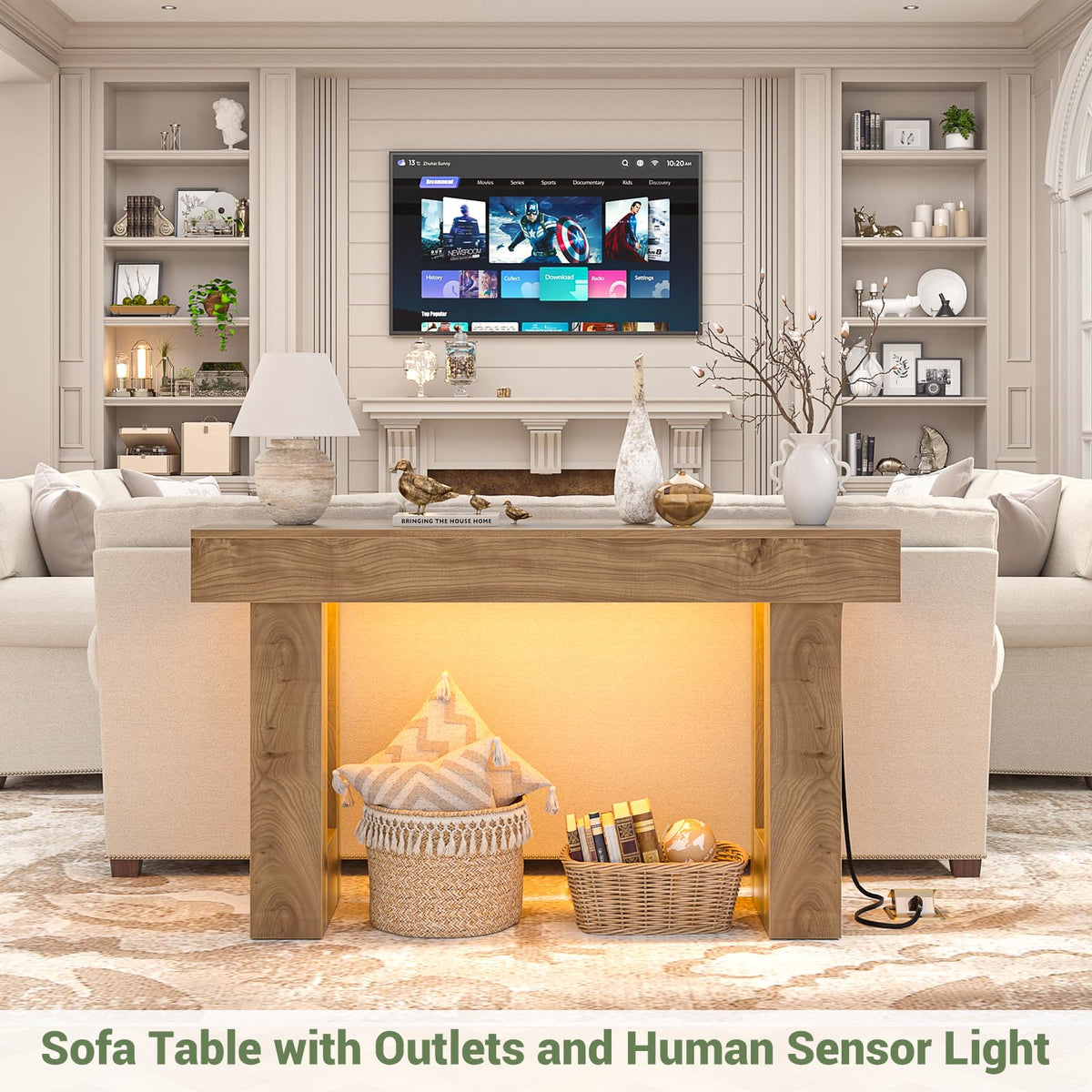 47" Entryway Table with Sensor Light & AC Outlets V409