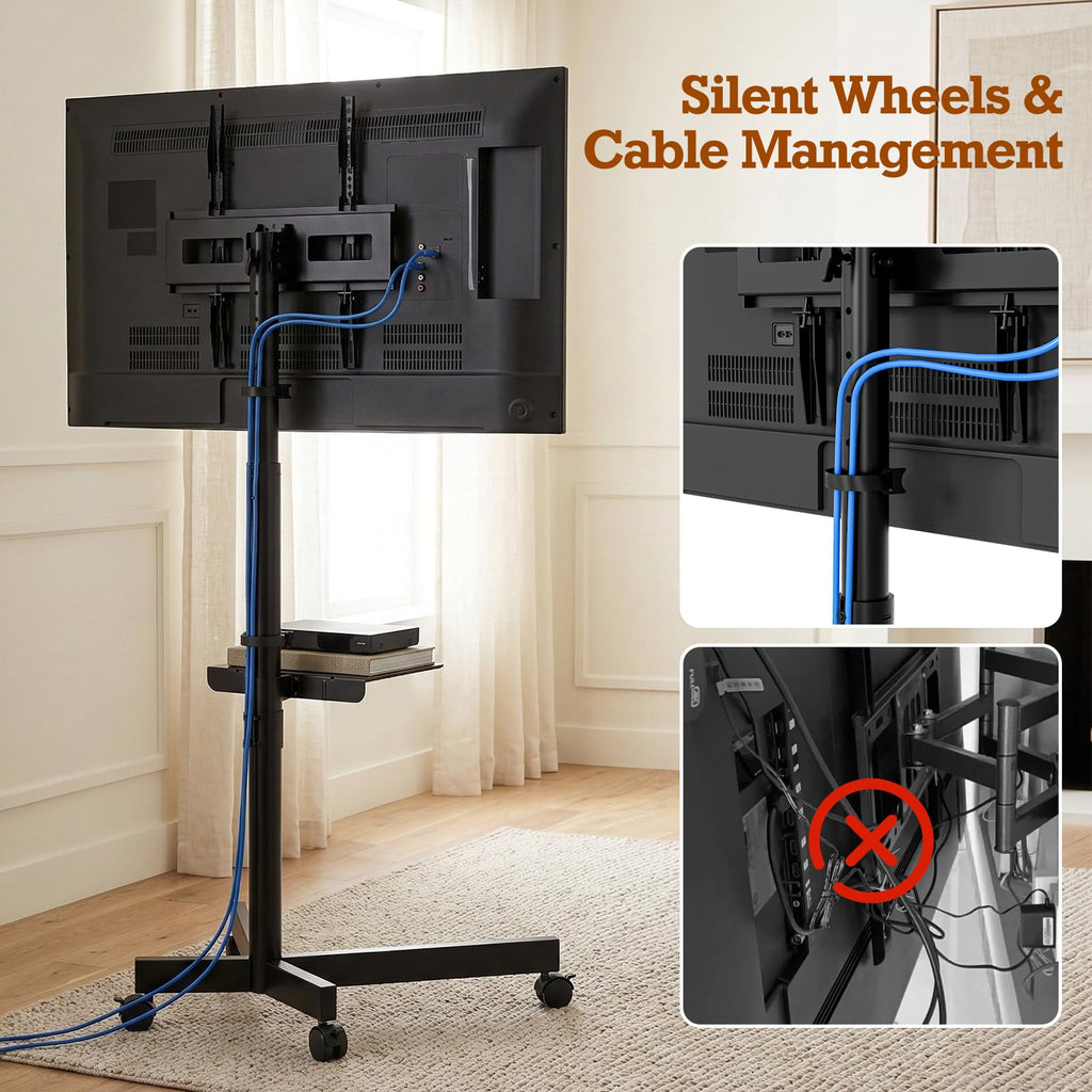 Rolling TV Stand with Wheels for 23-60 Inch Flat Curved TVs Y374