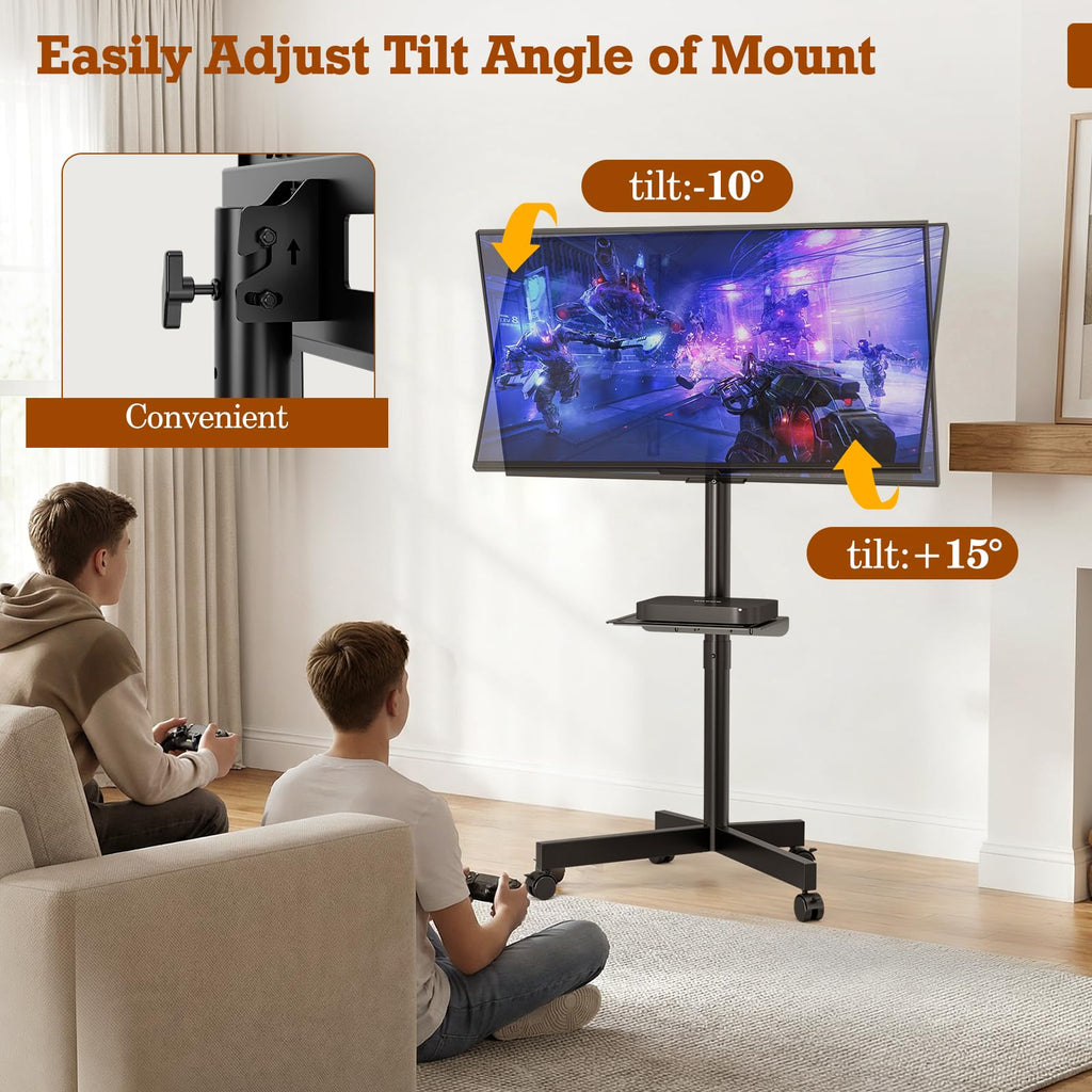 Rolling TV Stand with Wheels for 23-60 Inch Flat Curved TVs Y374