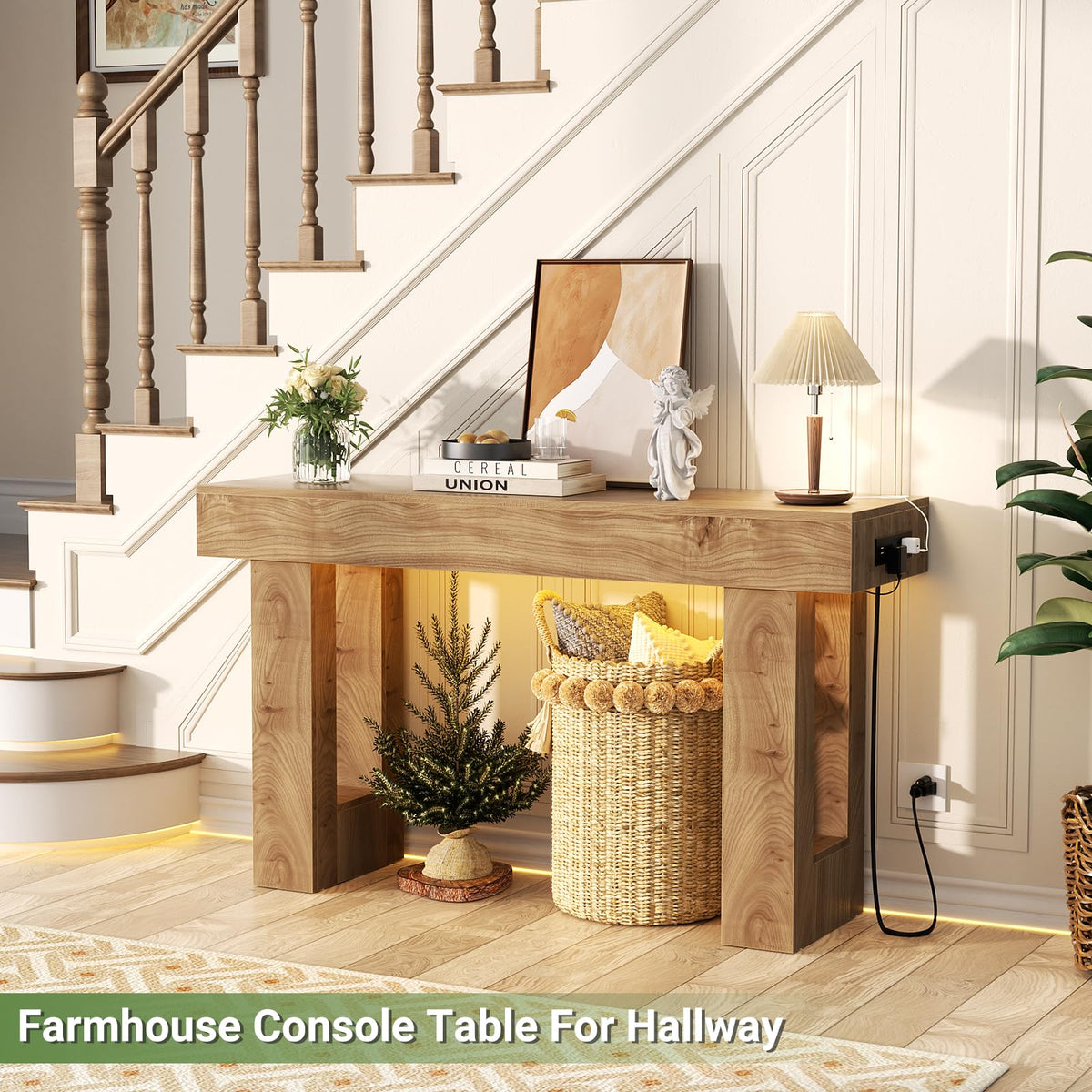 47" Entryway Table with Sensor Light & AC Outlets V409