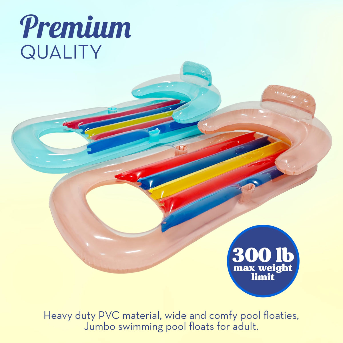 Adult Size Pool Floats Lounger with Cup Holder 2 Pack K936449