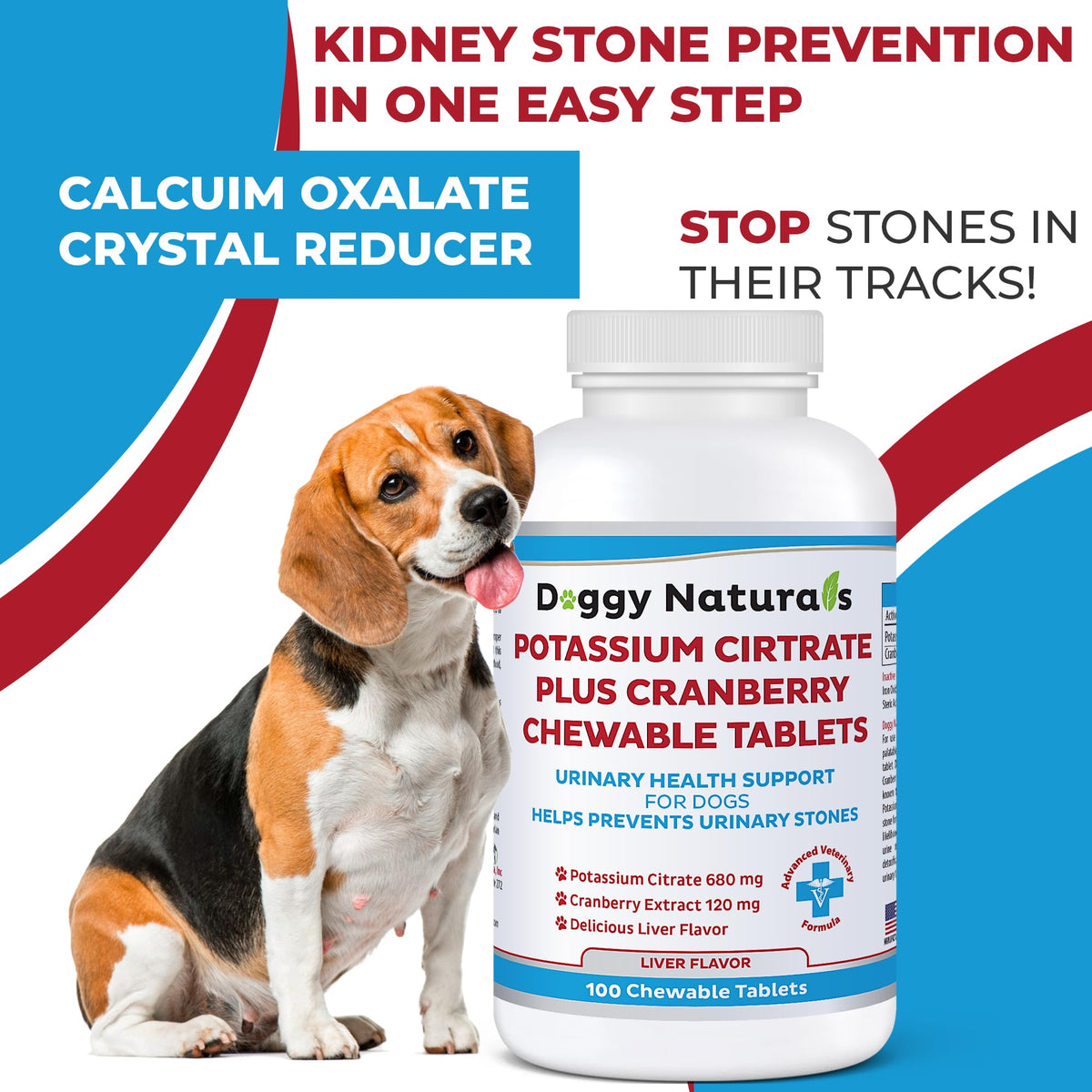 Potassium Citrate Plus Cranberry Supplement for Dogs (100 Tablets) X343244
