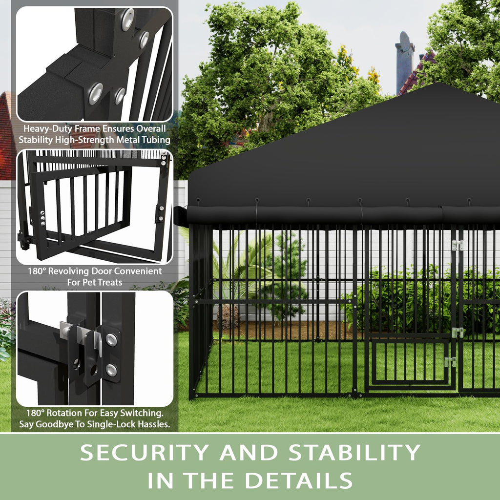 10x20x6.5 FT Heavy-Duty Metal Outdoor Dog Kennel D707
