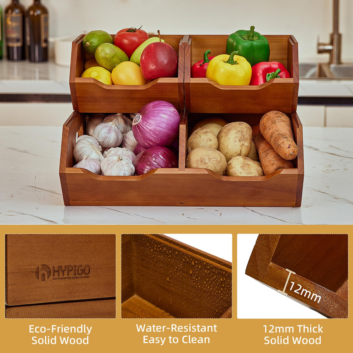 Wood 2-tier Stackable Pantry Organizer W52530