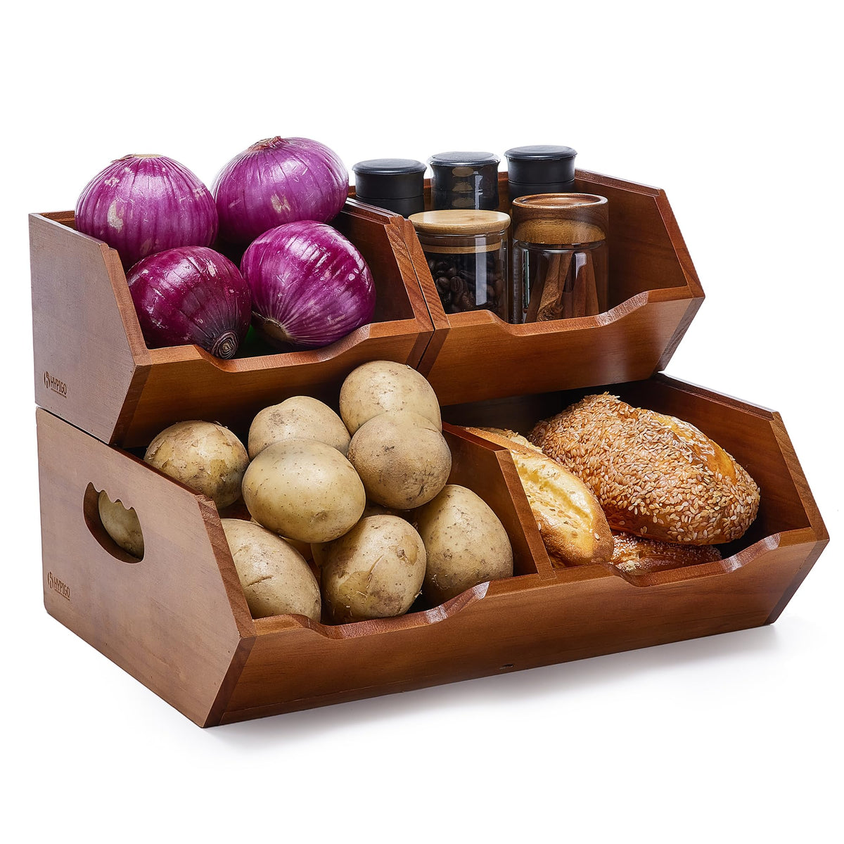 Wood 2-tier Stackable Pantry Organizer W52530