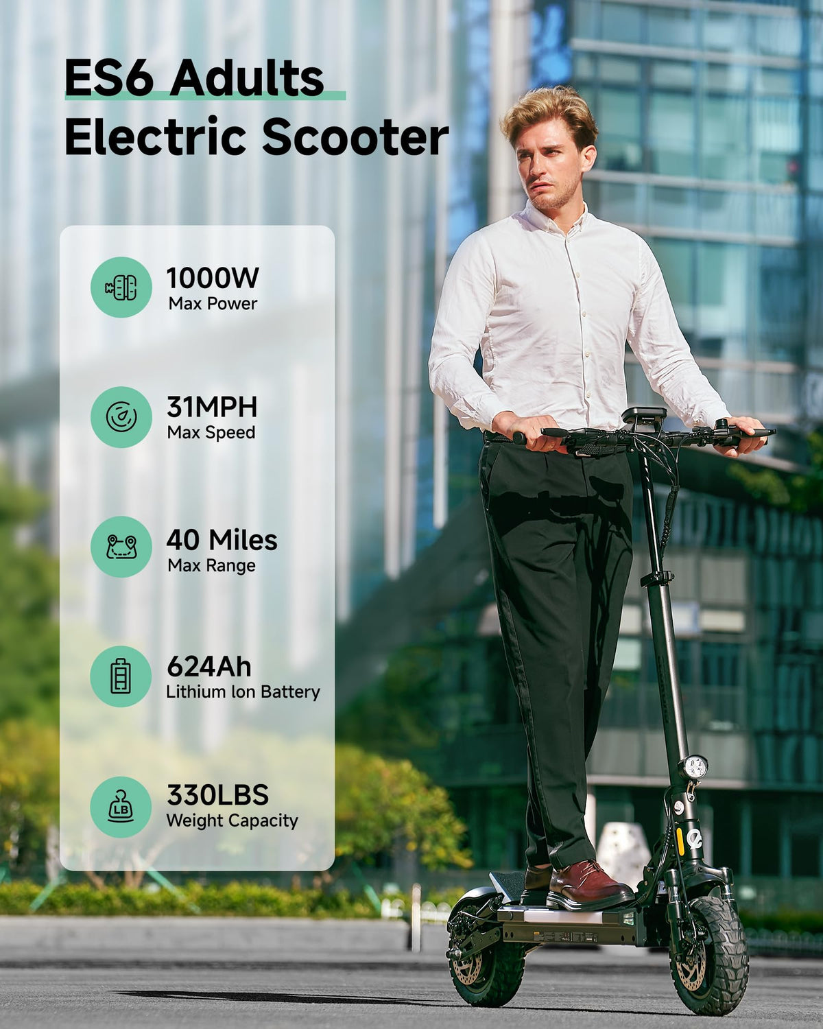 Electric Scooter Adults 1000W Peak Motor Up to 31 MPH G492596