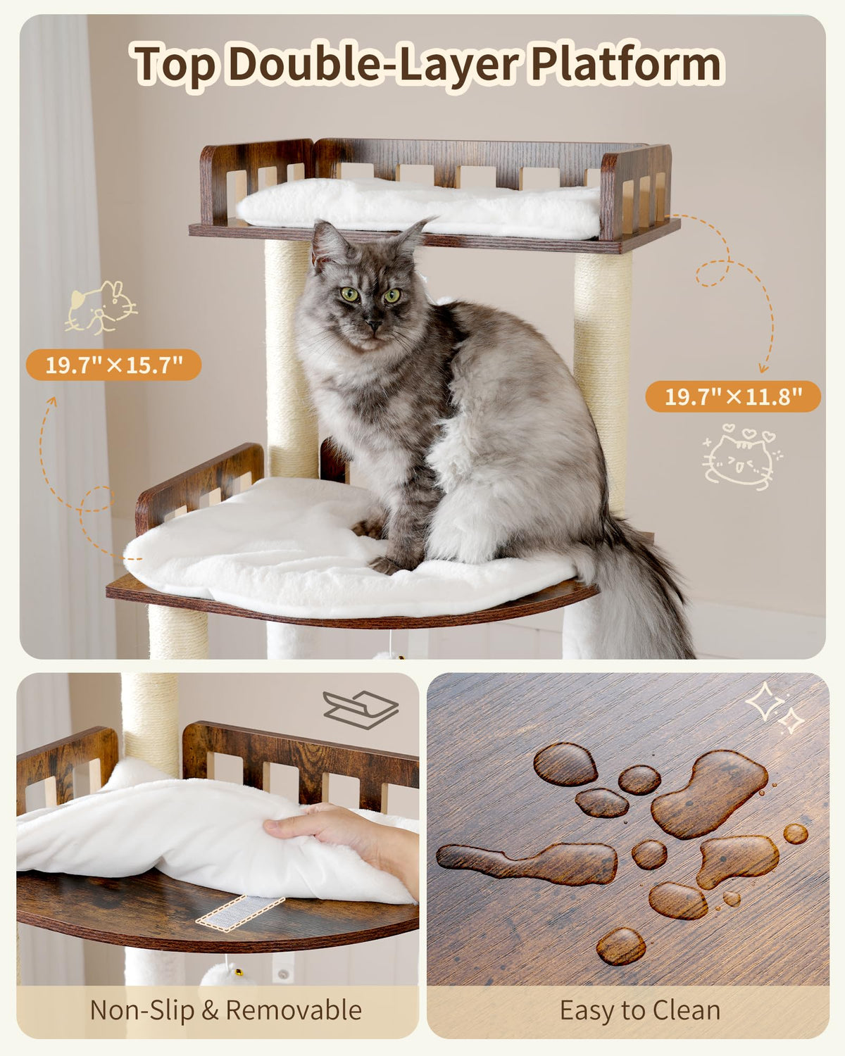 70.5" Wood Tall Cat Tree B8387