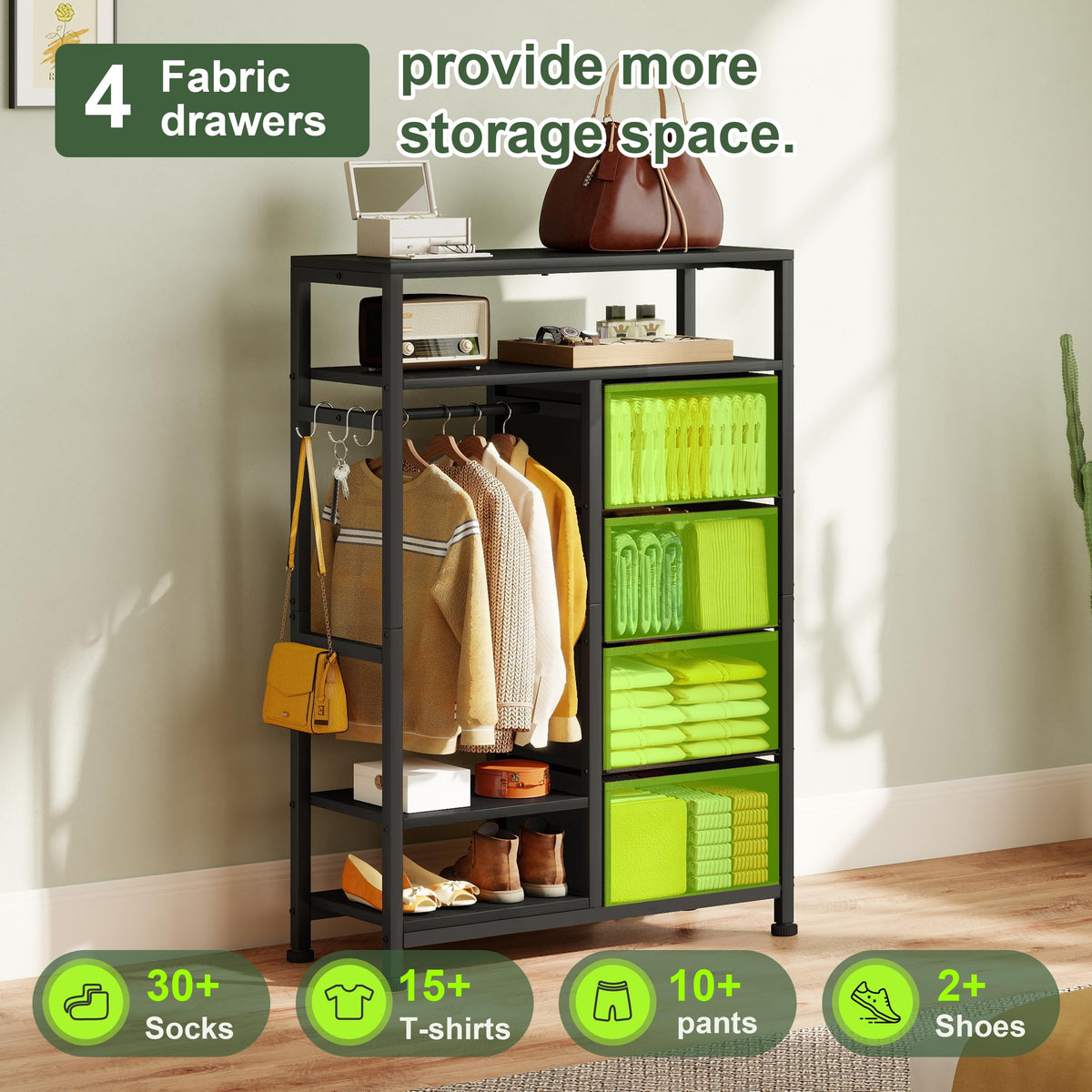 31.5" Dresser with Hanging Rack U9051