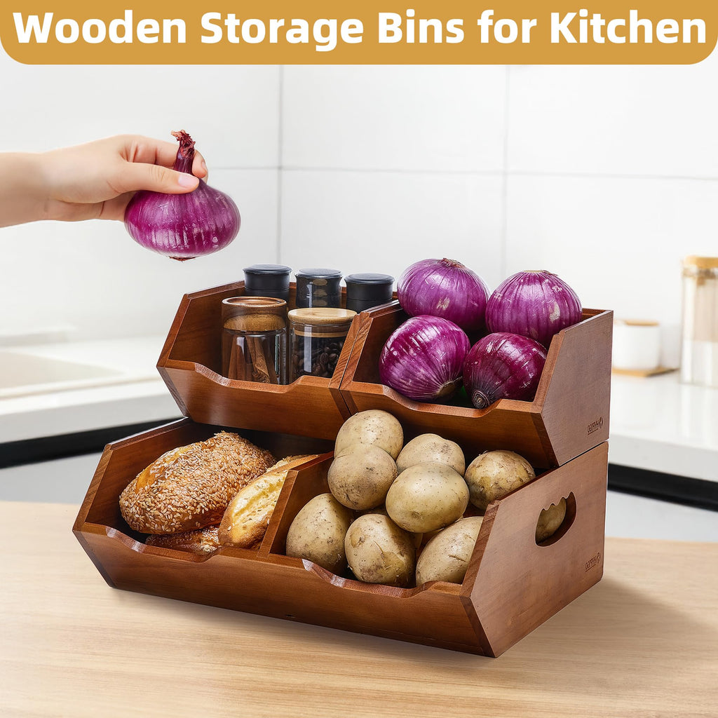 Wood 2-tier Stackable Pantry Organizer W52530