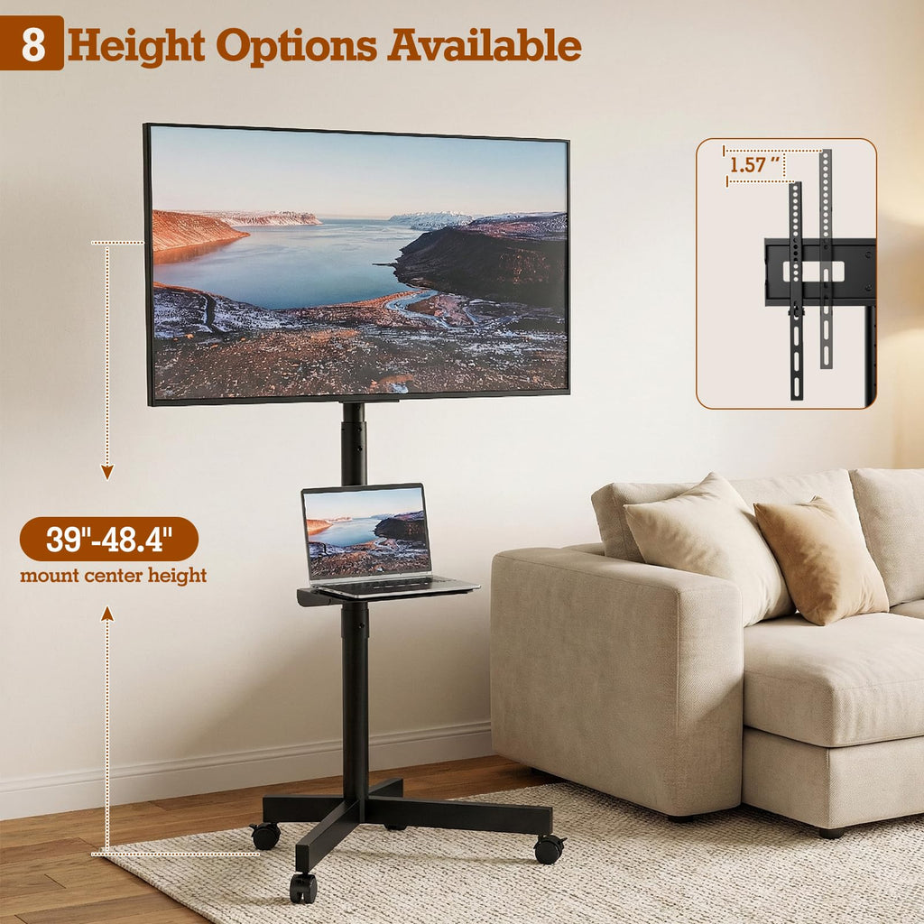 Rolling TV Stand with Wheels for 23-60 Inch Flat Curved TVs Y374
