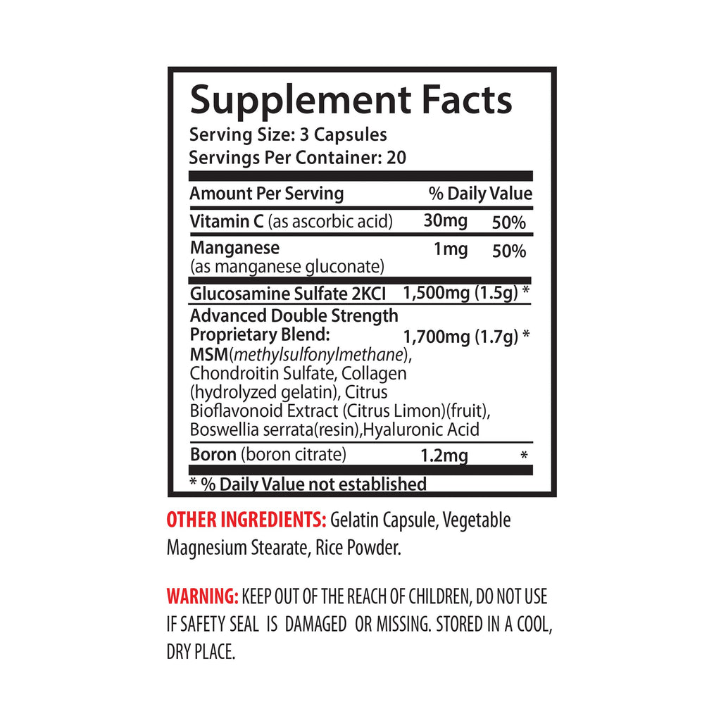 MSM Glucosamine Chondroitin Capsules 180 Tablets B70345