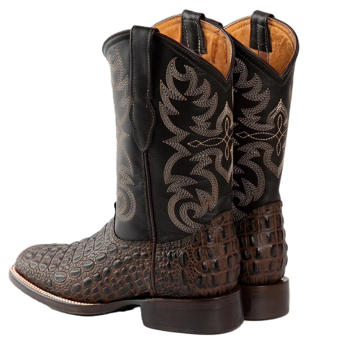 Brown Caiman Crocodile Print Leather Cowboy Boots N65075
