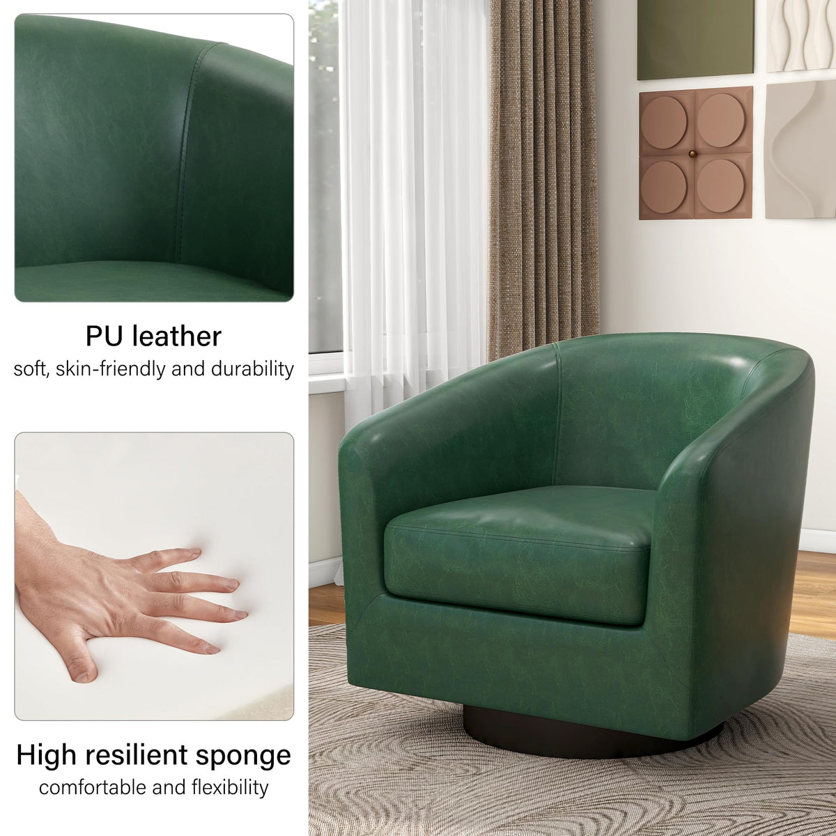 Green Swivel Barrel Accent Chair Set of 2 H490