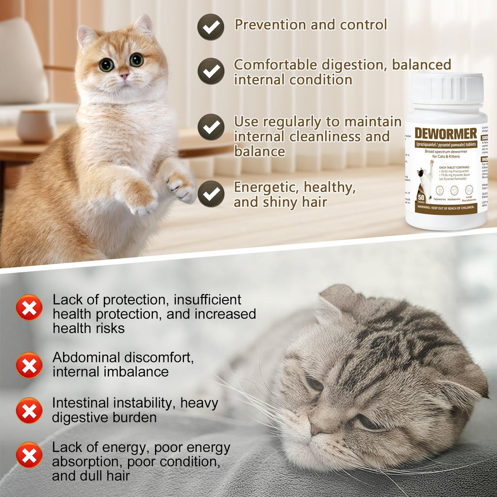 Broad-Spectrum Dewormer for Cats & Kittens, 50 Tablets Y895