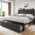 Queen Bed Frame with Upholstered Headboard and 2 Storage Drawers Y9958