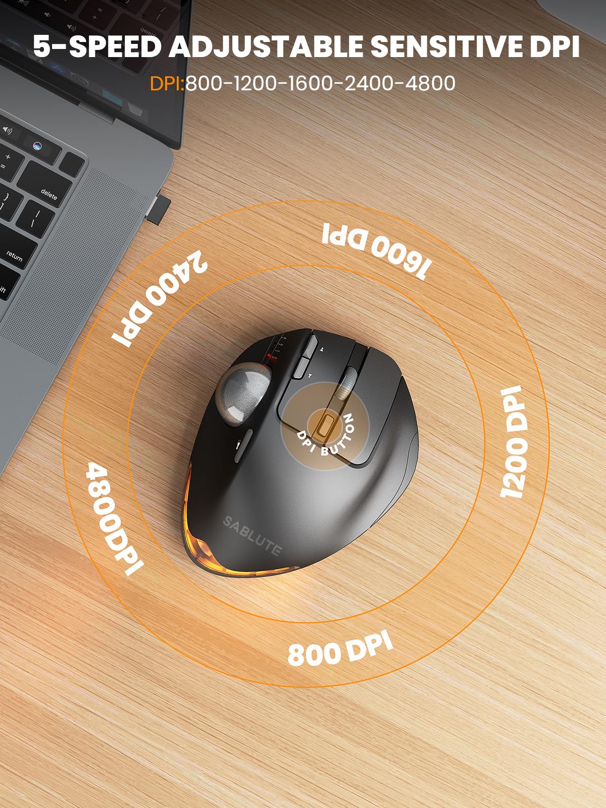 Ergonomic Wireless Trackball Mouse A979
