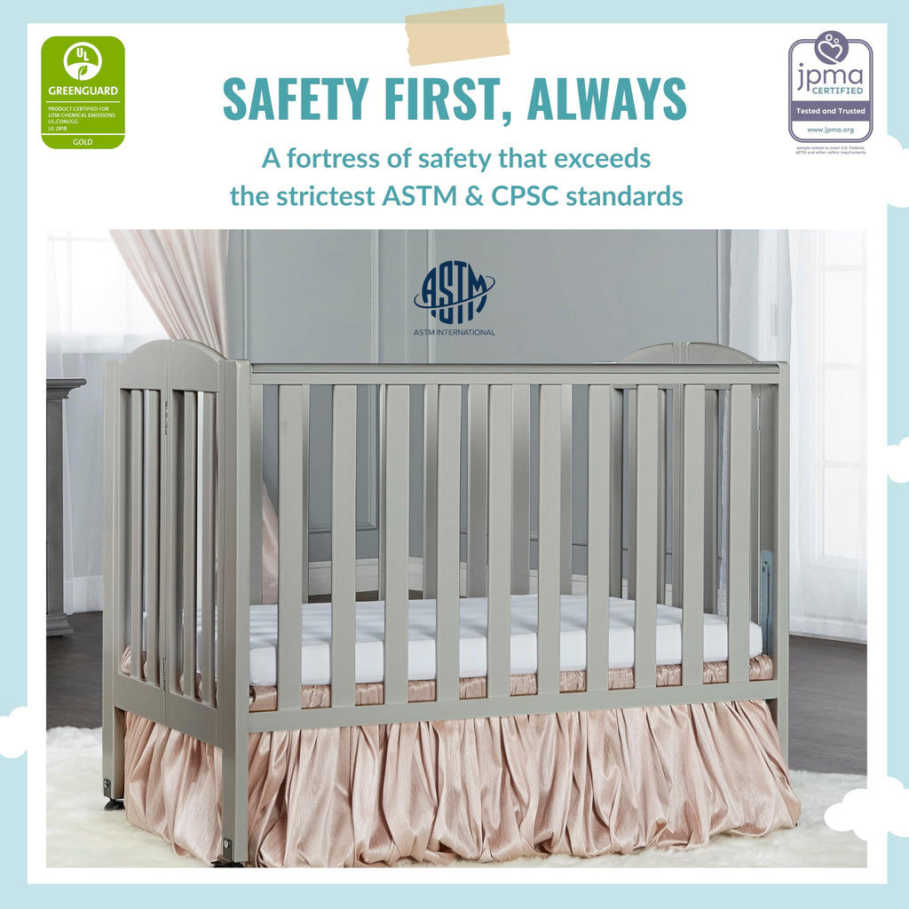 Cool Grey 2 in 1 Folding Portable Crib with 3” Fiber Mattress L25460