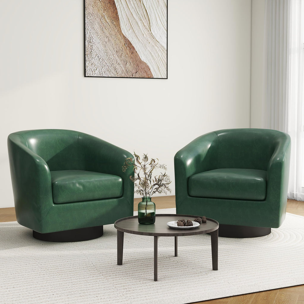 Green Swivel Barrel Accent Chair Set of 2 H490