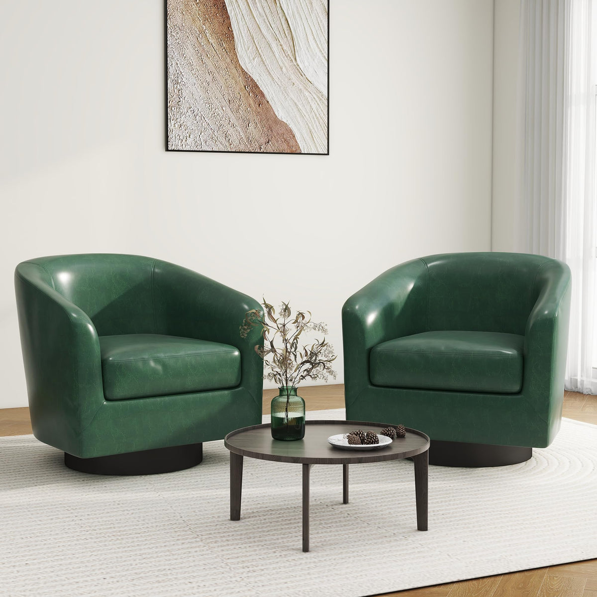 Green Swivel Barrel Accent Chair Set of 2 H490