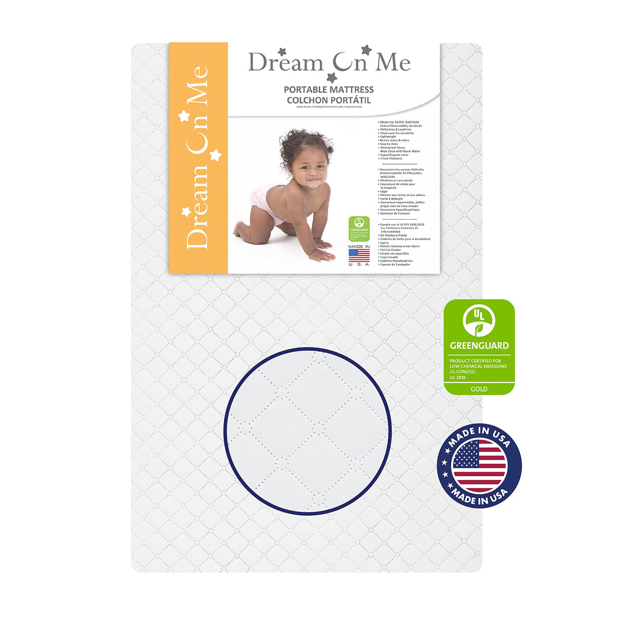 Cool Grey 2 in 1 Folding Portable Crib with 3” Fiber Mattress L25460