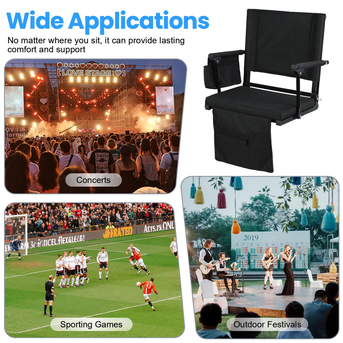 2 Pcs Folding Stadium Seat with Cup Holder A476