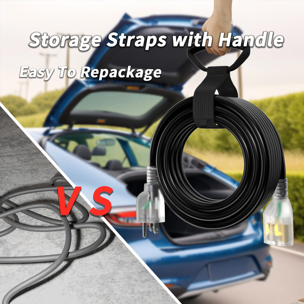 100ft 10 Gauge Waterproof Outdoor Extension Cord Black I23231