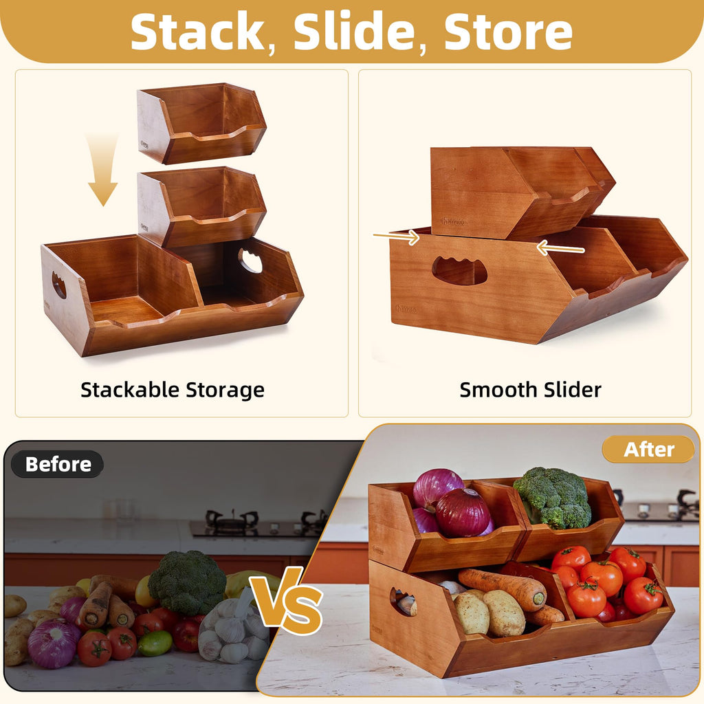 Wood 2-tier Stackable Pantry Organizer W52530