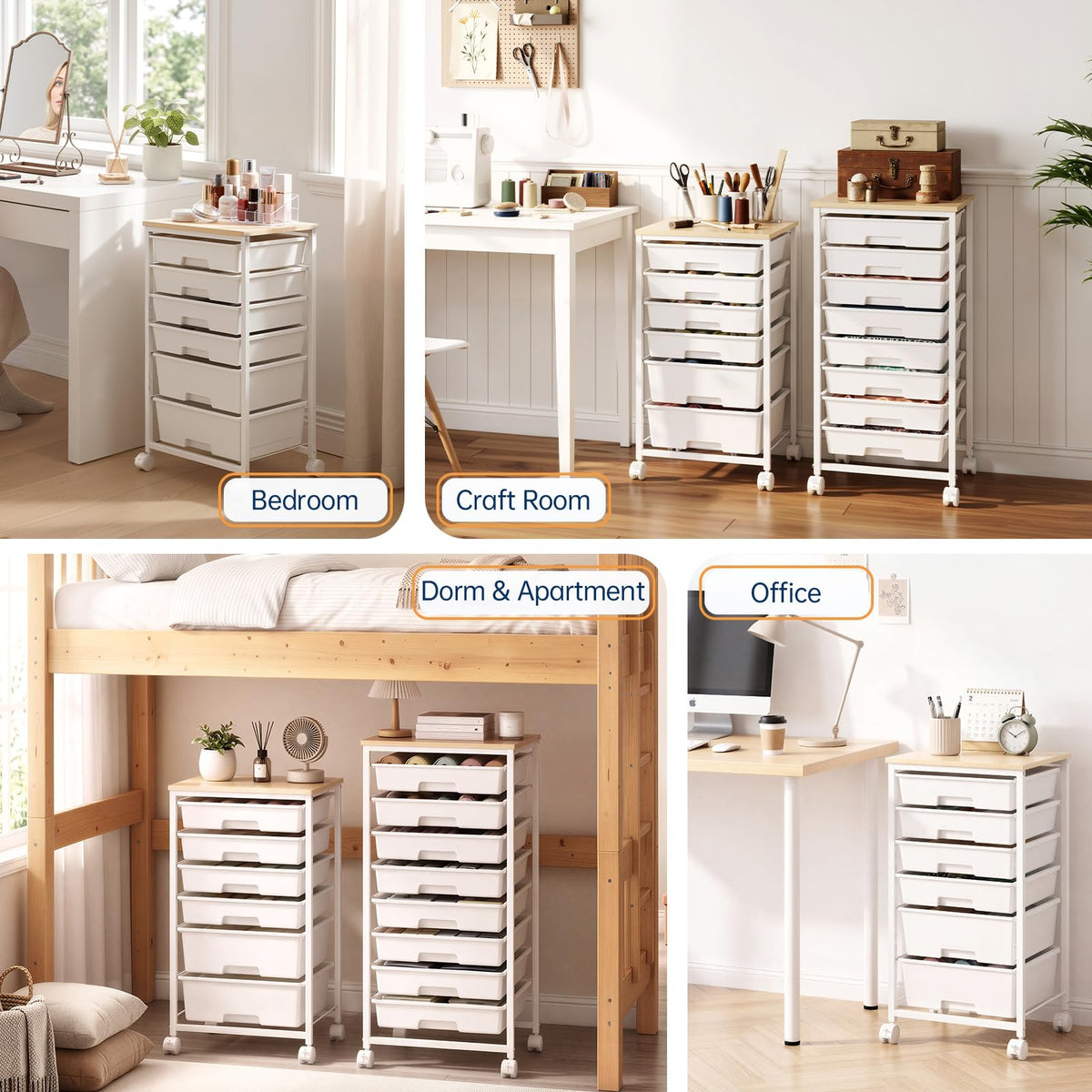 Rolling Storage Cart with 6 Drawers N93158