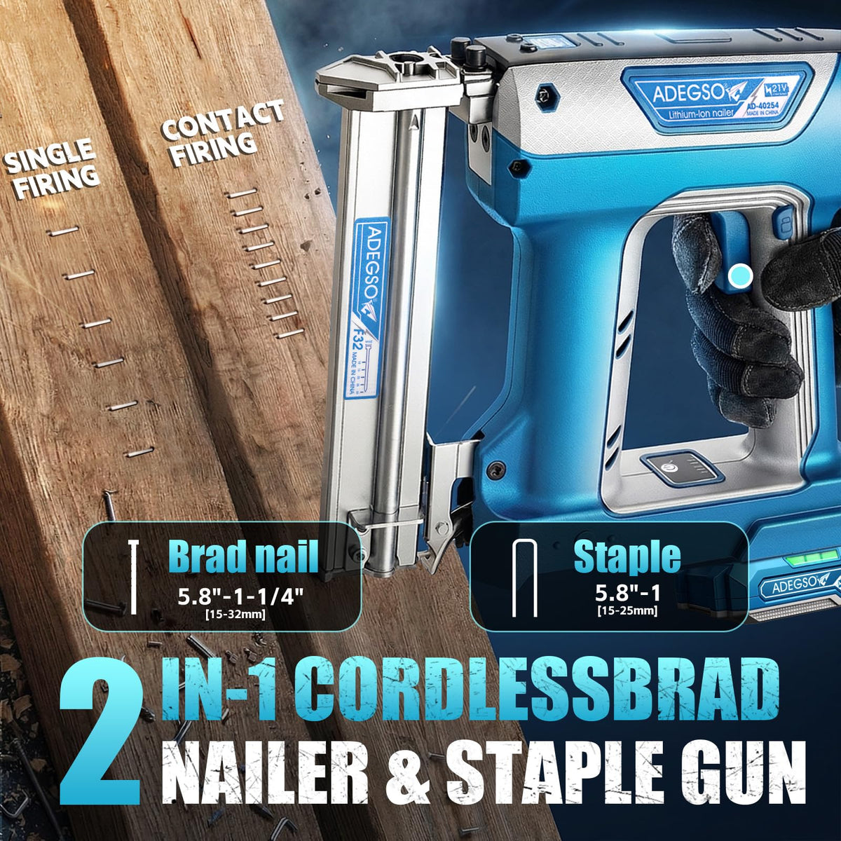 18 Gauge 2-in-1 Cordless Brad Nailer Stapler T821017
