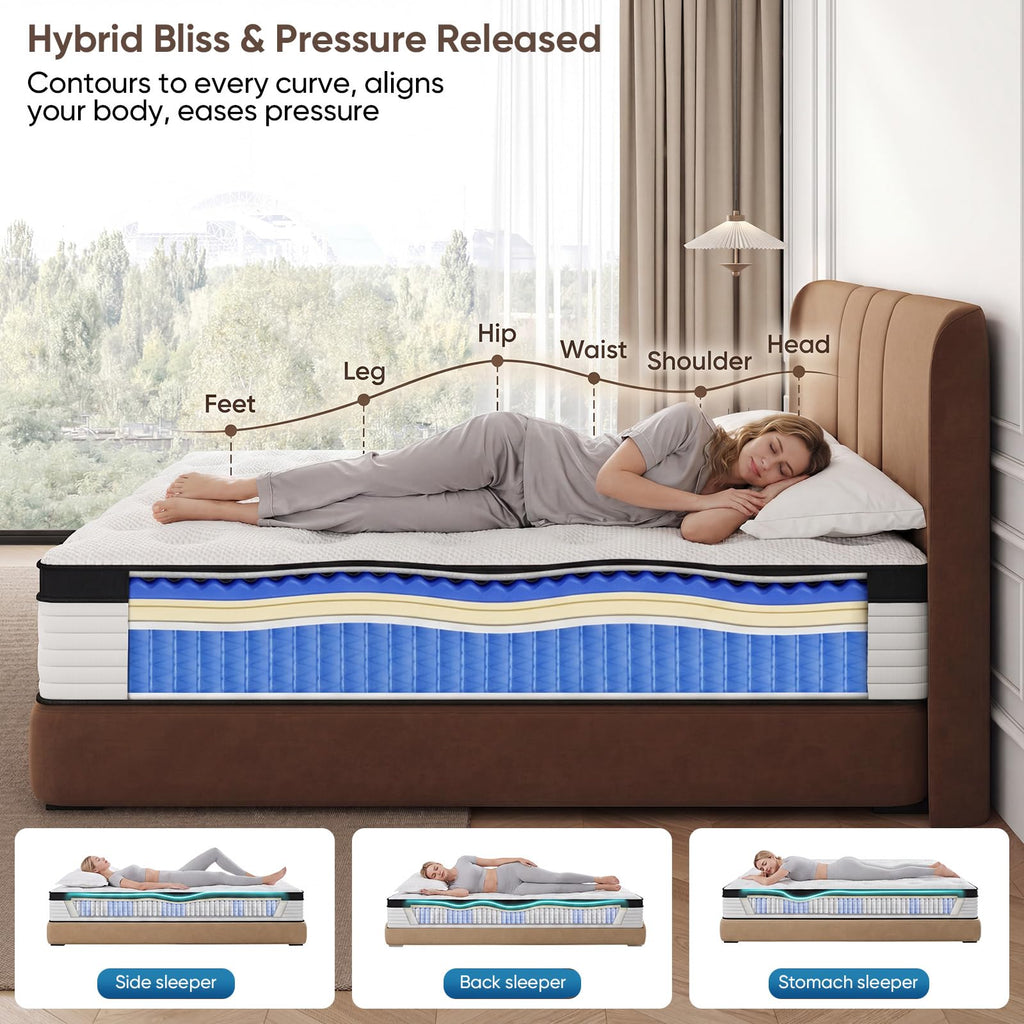 12 Inch Medium Firm Hybrid Memory Foam Mattress L658