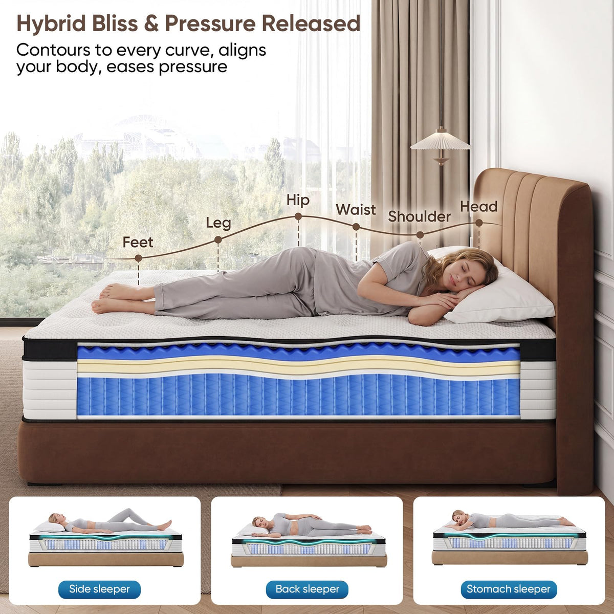 12 Inch Medium Firm Hybrid Memory Foam Mattress L658