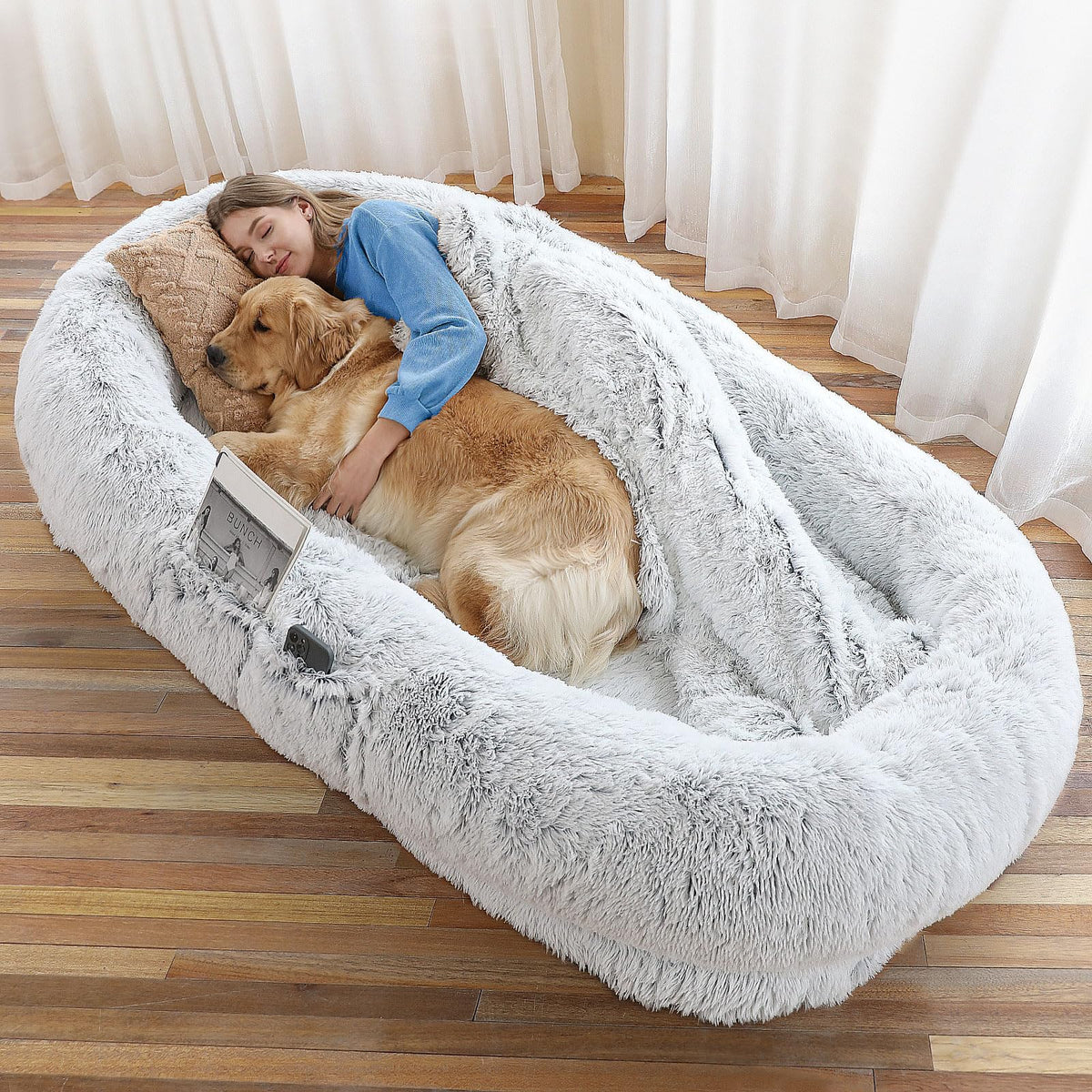 Grey Human Dog Bed H67570