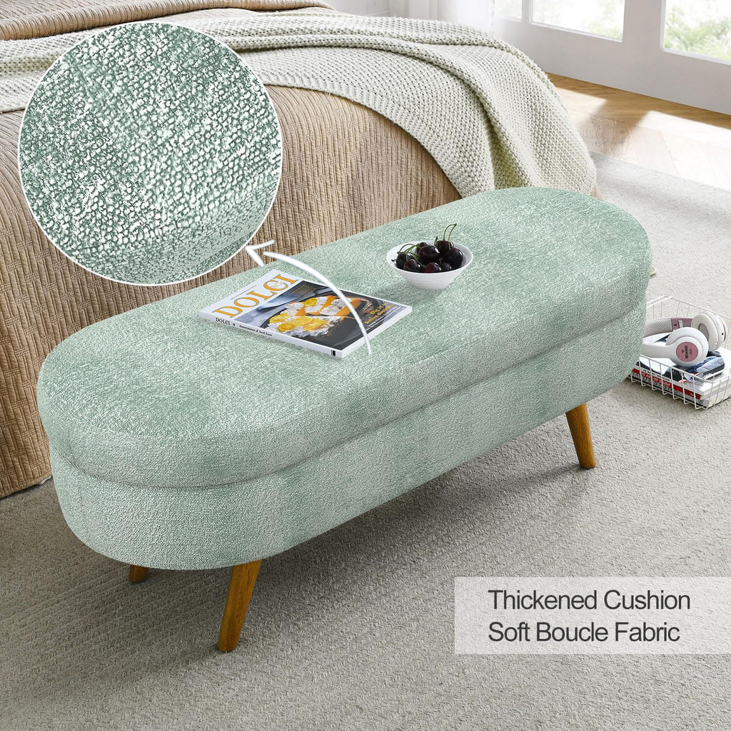 Cyan Boucle Storage Ottoman Bench F318425